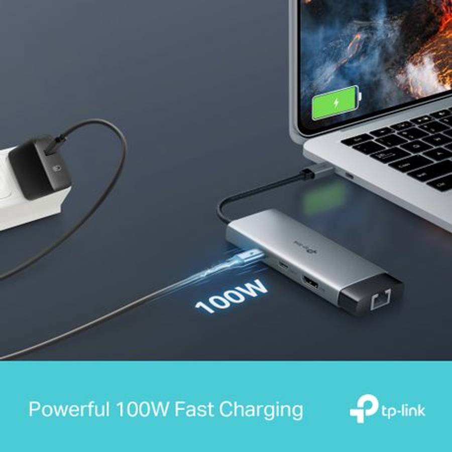 Tp-Link - USB-C 9-in-1 Hub | 4K HDMI | 100W PD | Gigabit LAN | SD/microSD - Tp-Link - USB-C 9-in-...