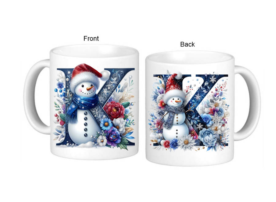 Christmas Monogram K Coffee Mug - Front and Back Design