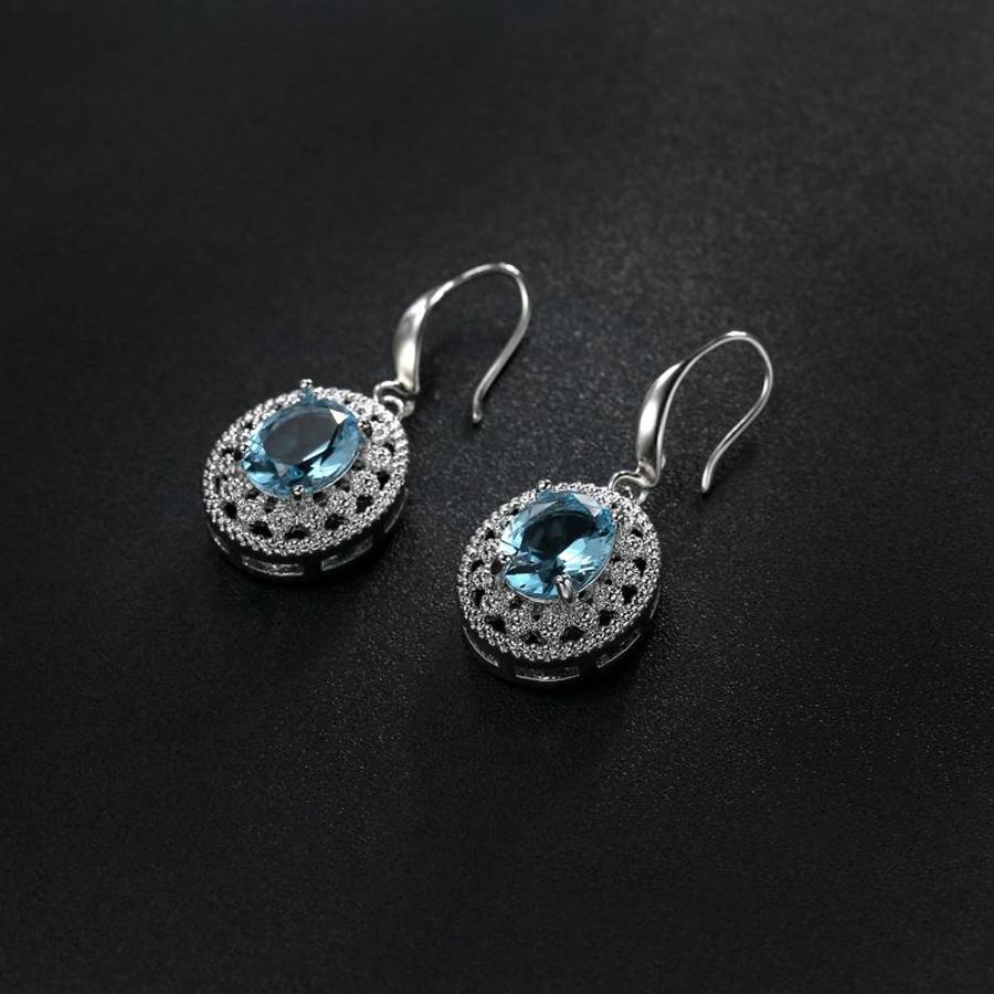 Shiny Crystal Rhinestone Oval Pendent Bridal Jewellry Set