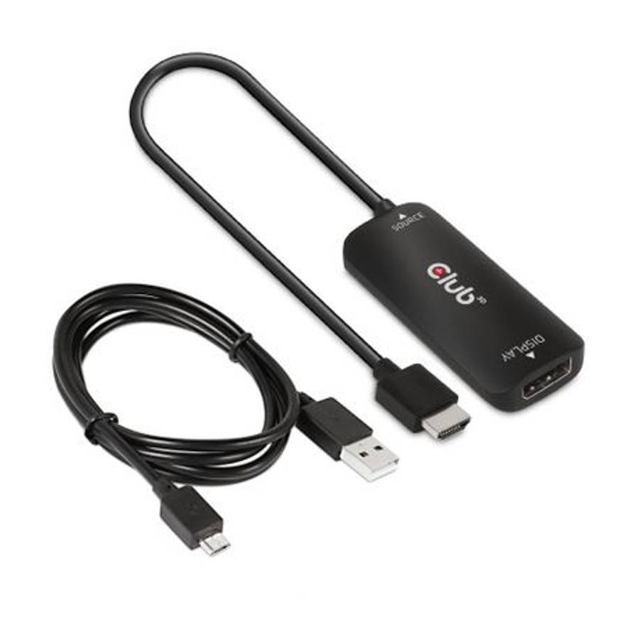CLUB3D - HDMI + Micro USB to DisplayPort \ Active Adapter - CLUB3D - HDMI + Micro USB to DisplayP...
