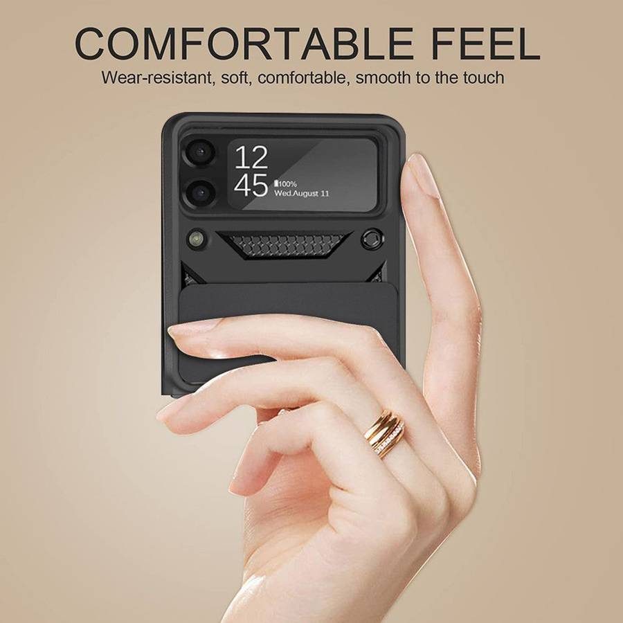 Dual Layer Protection Shockproof Ring Stand Holder Sliding Camera Case For Samsung Galaxy Z Flip3 5G