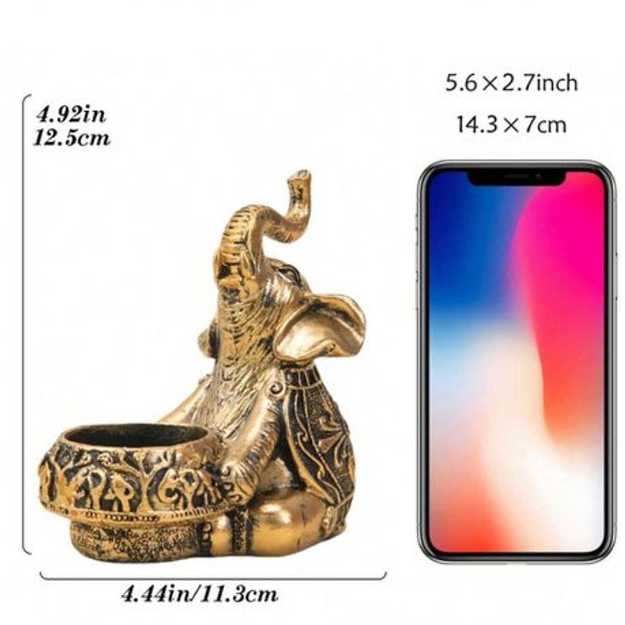 Elephant resin candle holder for decorative tables and display
