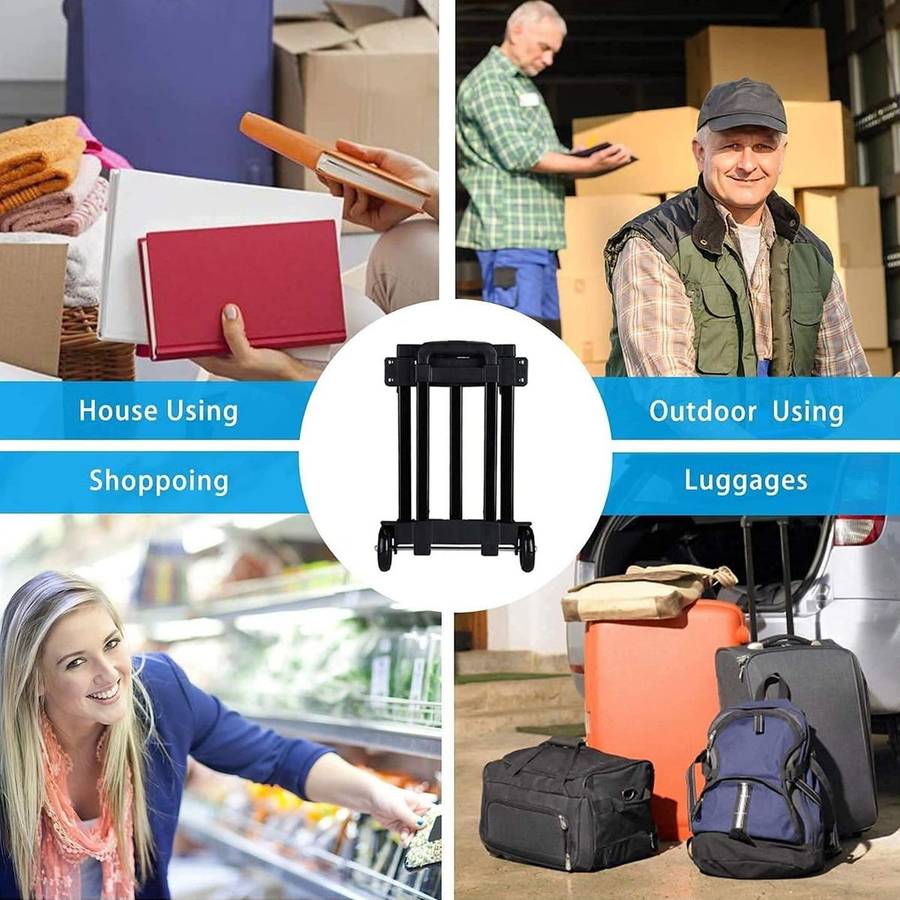 Foldable Hand Truck Dolly with 2 Wheels Portable Trolley Cart Capacity 25kg