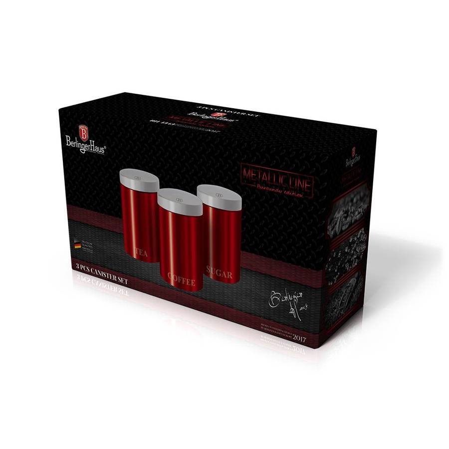 Berlinger Haus - 3 Pieces Passion Collection Canister Set - Burgundy (DISPLAY MODEL)