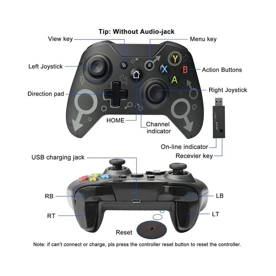 Gaming N-1 Wireless controller for Xbox One, PS3 & PC - No retail packaging