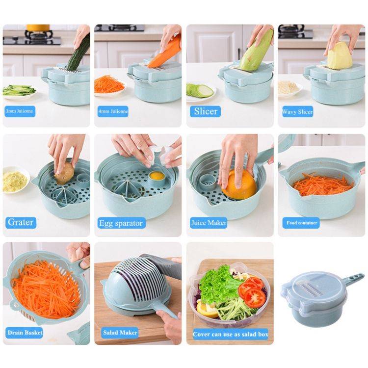 Multifunctional 9 Piece Kitchen Tool Cutter Set