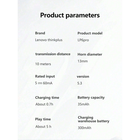 LENOVO THINKPLUS - LP6PRO - Passive Noise Cancelling Earbuds - White