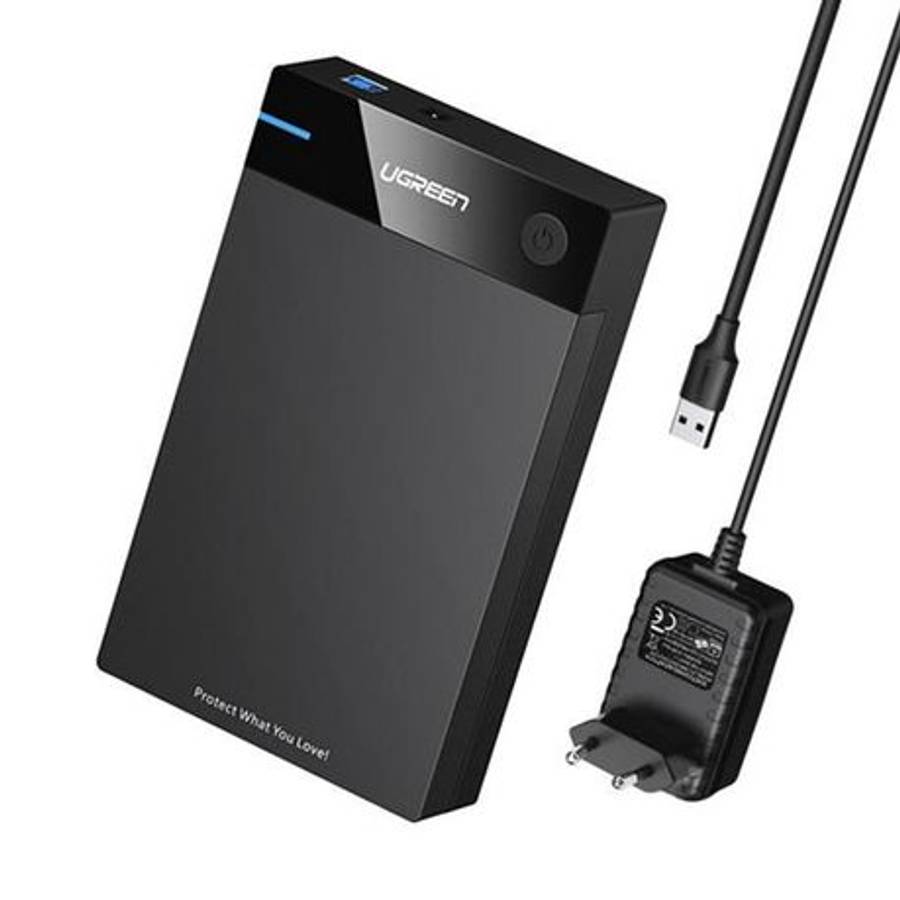 Ugreen - 3.5" SATA Hard Drive USB 3.0 Enclosure 5Gbps  Black - Ugreen - 3.5" SATA Hard Drive U...