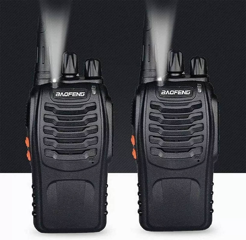 Long Range Walkie Talkies with Earpiece and LED Flashlight 2 Pack Black