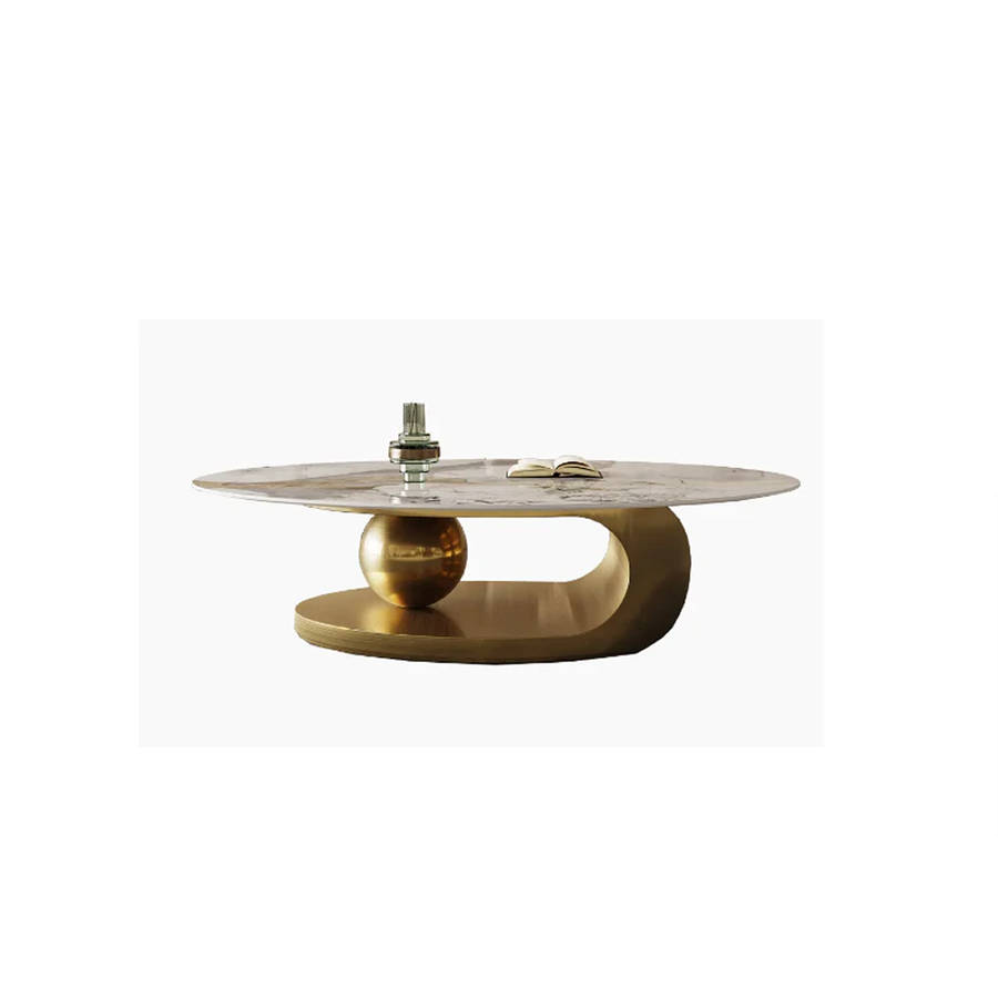 2 in 1 Modern Design Oval Marble Top Coffee Table