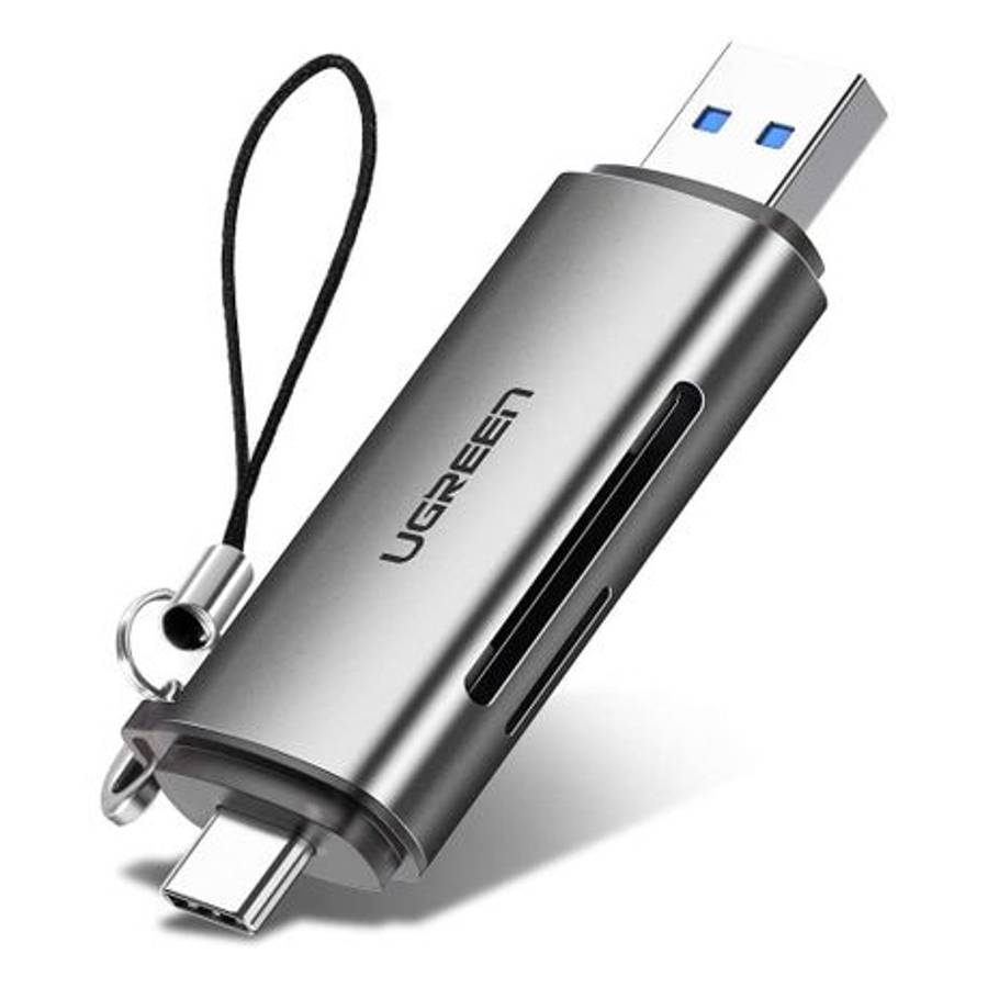 Ugreen - CM185-50706 2-in-1 OTG Card Reader | Type-C | USB-A - Silver - Ugreen - CM185-50706 2-in...