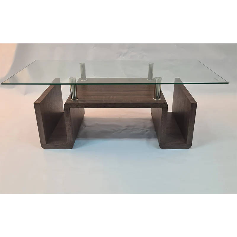 Coffee Tables - Tempered Glass Top - Brown Base