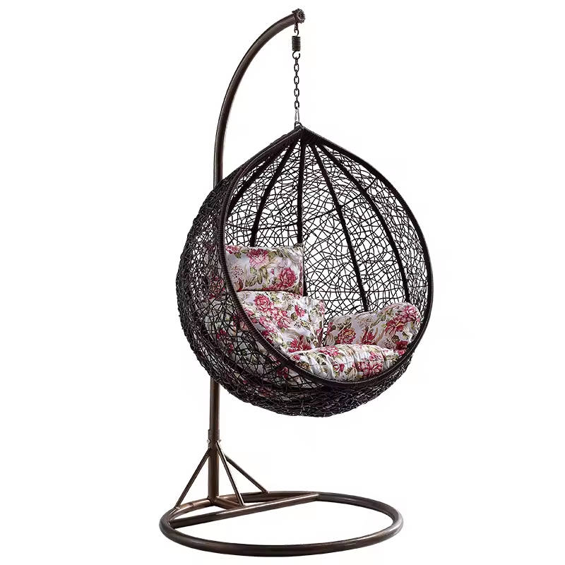 Hanging / Garden / Balcony Swing Chairs - Black / Floral White Colours