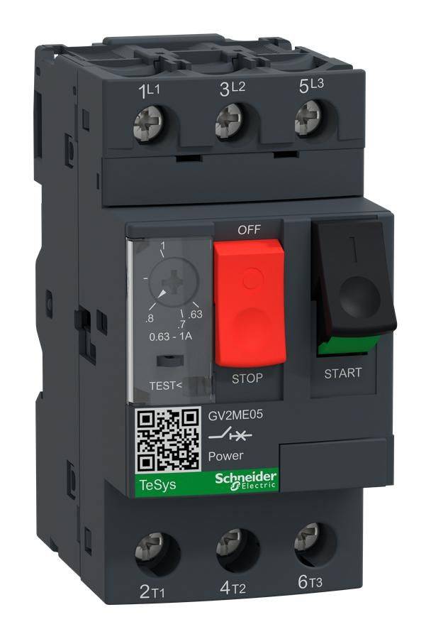 Schneider Electric (GV2ME05) Thermal Magnetic Circuit Breaker, 1A, 3Pole