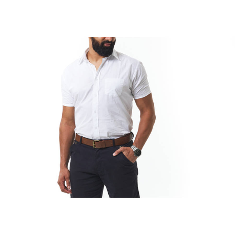 Dromex 100% Cotton Short Sleeve Formal Shirt - White - L - Dromex 100% Cotton Short Sleeve Formal...