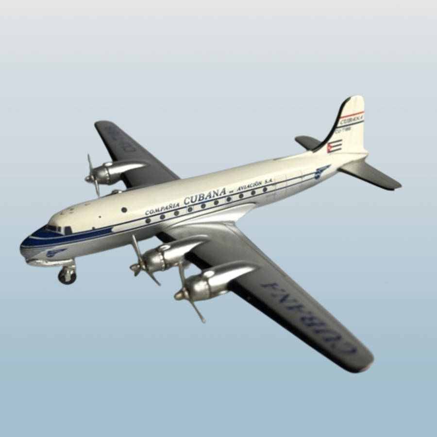1:400 Scale, Cubana Airlines, Douglas DC-4, Diecast Alloy Display Model