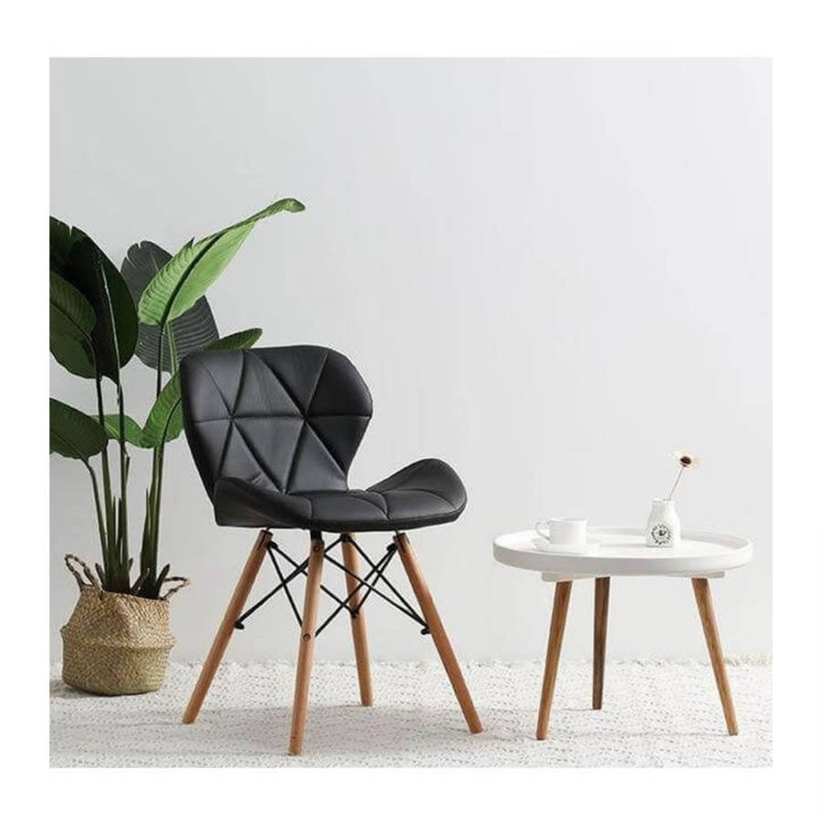 Set Of 2 Multi-Functional Butterfly Leather Dining Chair with Wood Legs