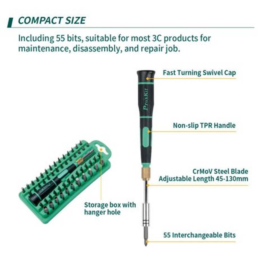 Proskit - PRKSD9828 58Piece Precision Screwdriver Set for Electronics,Non-slip handle - Proskit -...