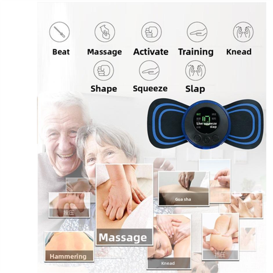 Portable EMS Pulse Massage Pad for Neck & Shoulder - Smart Electric Massager