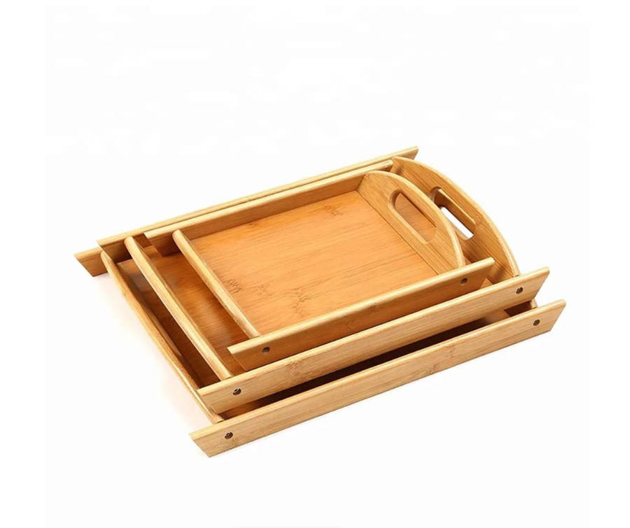 Wooden Bamboo Servings Tray Set of 3