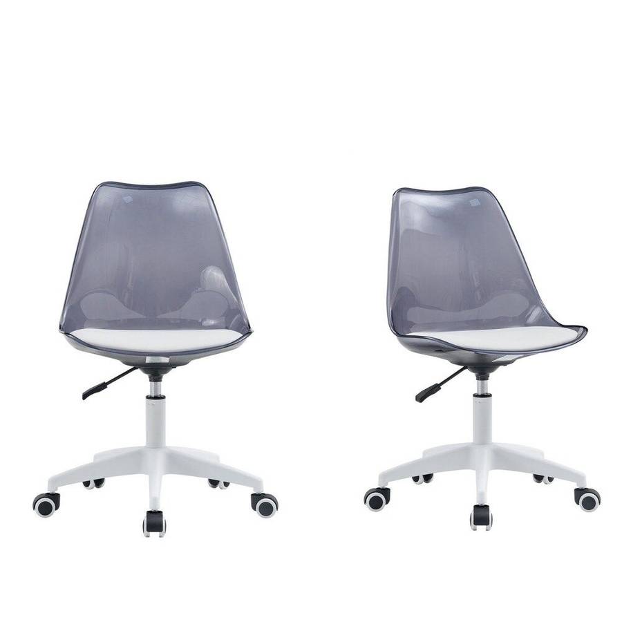 2-Piece Acrylic Office Desk Chair- Transparent, White