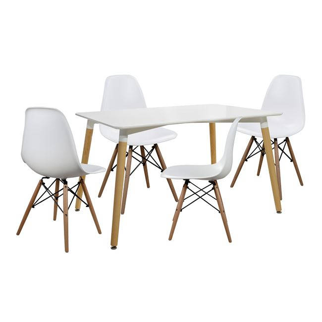 Dining Suite / Set - Dining Table with Four Wooden Leg Chairs-White,Black or Red