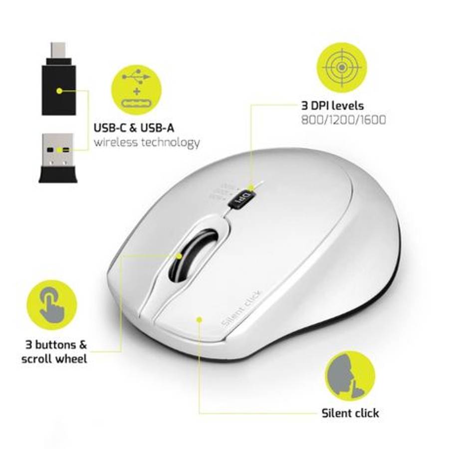 Port - Office Pro Silent 2.4GHz Wireless Mouse White - Port - Office Pro Silent 2.4GHz Wireless M...
