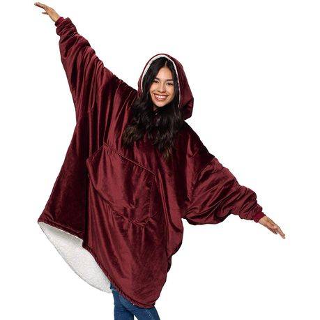 Huggle blanket Hoodie, Ultra Plush Blanket - One Size fit all - maroon