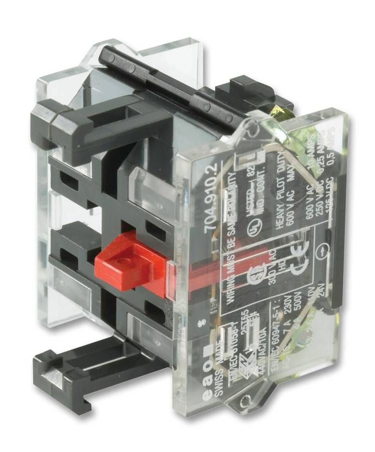 EAO (704.910.4) Contact Block, 10 A, 600 V, 2 Pole, Screw