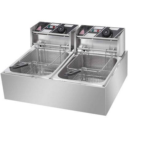 Ideal 6L + 6L Double Pan Deep Fryer Silver with Hanger Rods (PLEASE READ DESCRIPTION)
