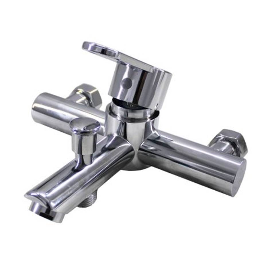 Wall Mounted Barrel Bathtub Faucet & Handheld Shower Set - SILVER