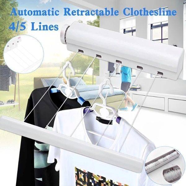 Automatic Retractable Five Lines Hanger Drying Rack Wash Line