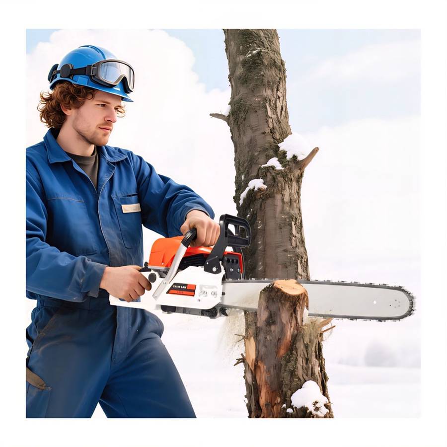 52cc 20 INCH 2-Stroke Petrol Power Chainsaw With Tool Kit & Gloves- 7500Rpm