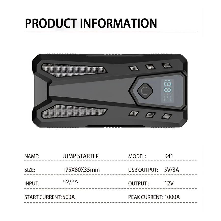 20000Mah 1000A Portable Jump Starter With 12V Air Pump, Carry Case & Gloves(PUMP SWITCH DEFECTIVE)
