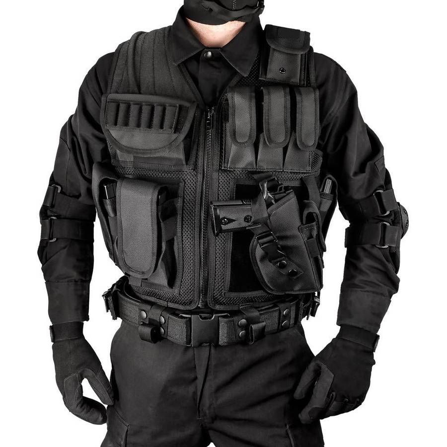 Used Black Tactical Vest with MultiPocket Design