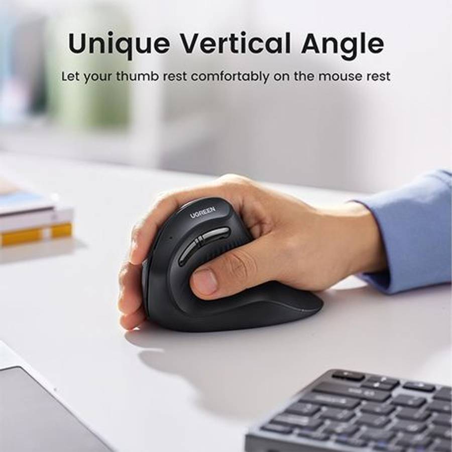 Ugreen - 25444 WiFi / BT 5.0 Vertical Mouse-BK - Ugreen - 25444 WiFi / BT 5.0 Vertical Mouse-BK