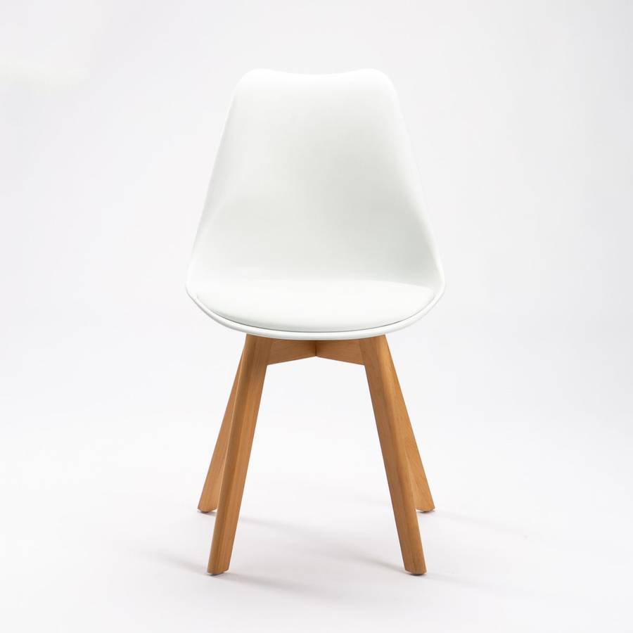 Emily Wooden Leg Dining Chair - White