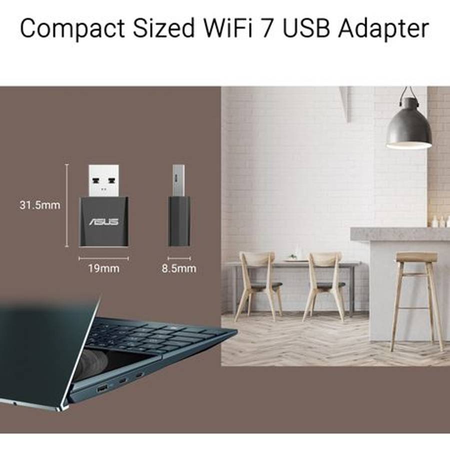 Asus - Tri-band Wi-Fi 7 Nano USB Adapter - Bluetooth Compatible - Asus - Tri-band Wi-Fi 7 Nano US...