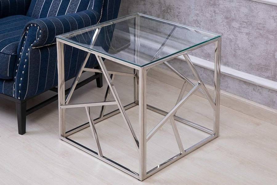 Cyprus Side/ End Table- Grey, Transparent