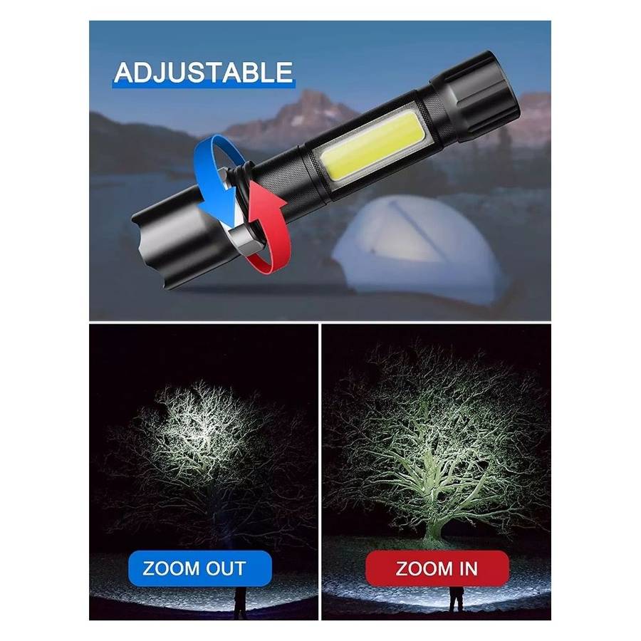 Big Rechargeable USB Zoom Flashlight
