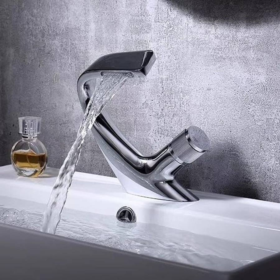 Bathroom wash basin faucet waterfall faucet hot and cold water - Silver