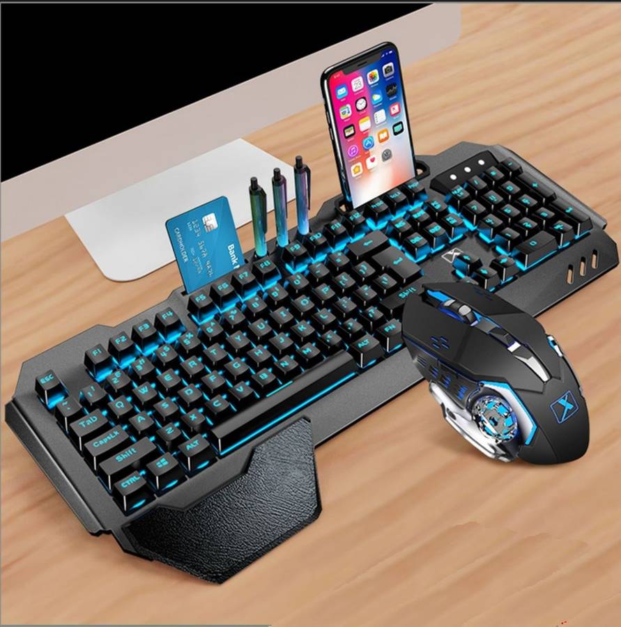 Wireless 2.4G RGB Backlit Mechanical Feel Gaming Keyboard Mouse