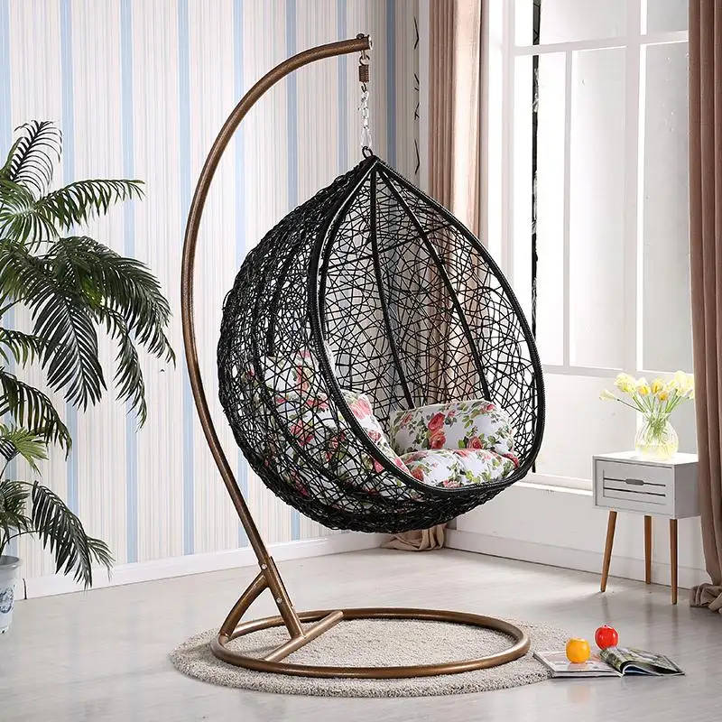 Hanging / Garden / Balcony Swing Chairs - Black / Floral White Colours