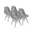 Dining Chairs - Wooden Leg - Four Pack - Grey Colour