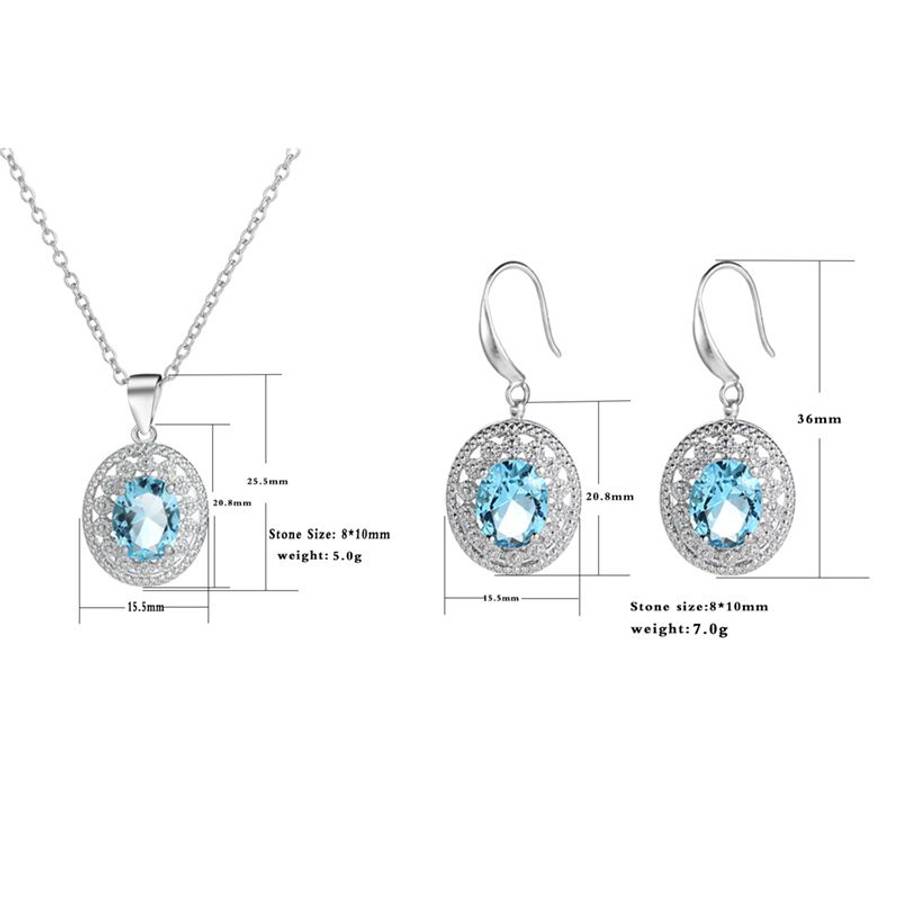 Shiny Crystal Rhinestone Oval Pendent Bridal Jewellry Set