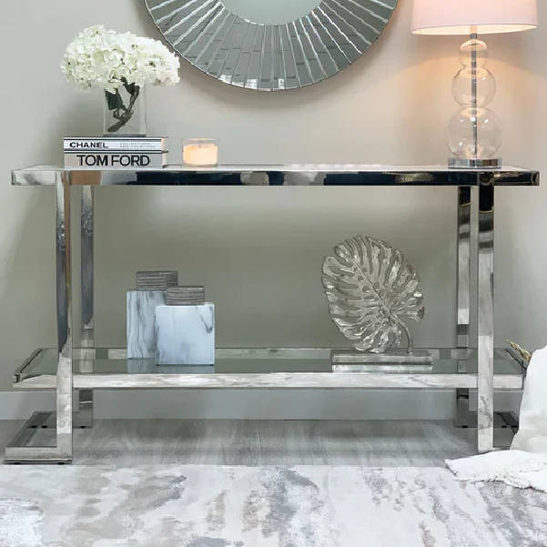 Elegant Console Table (Available in Gold or Silver)