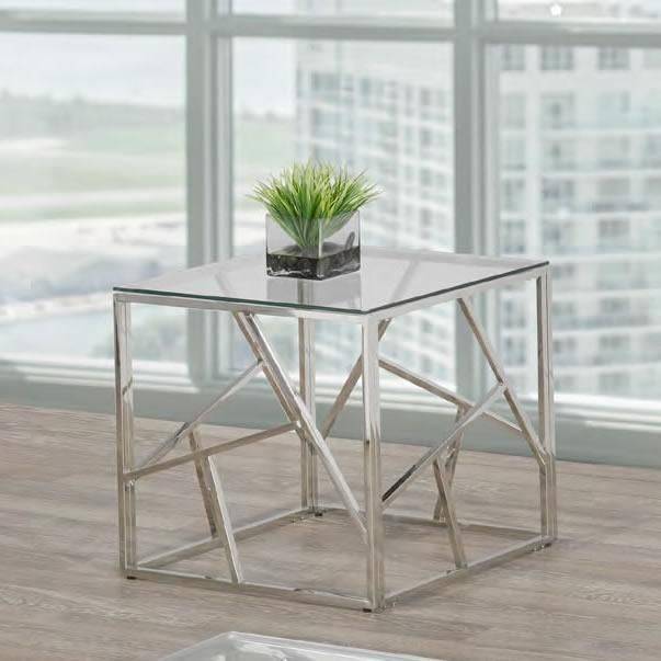 Cyprus Side/ End Table- Grey, Transparent