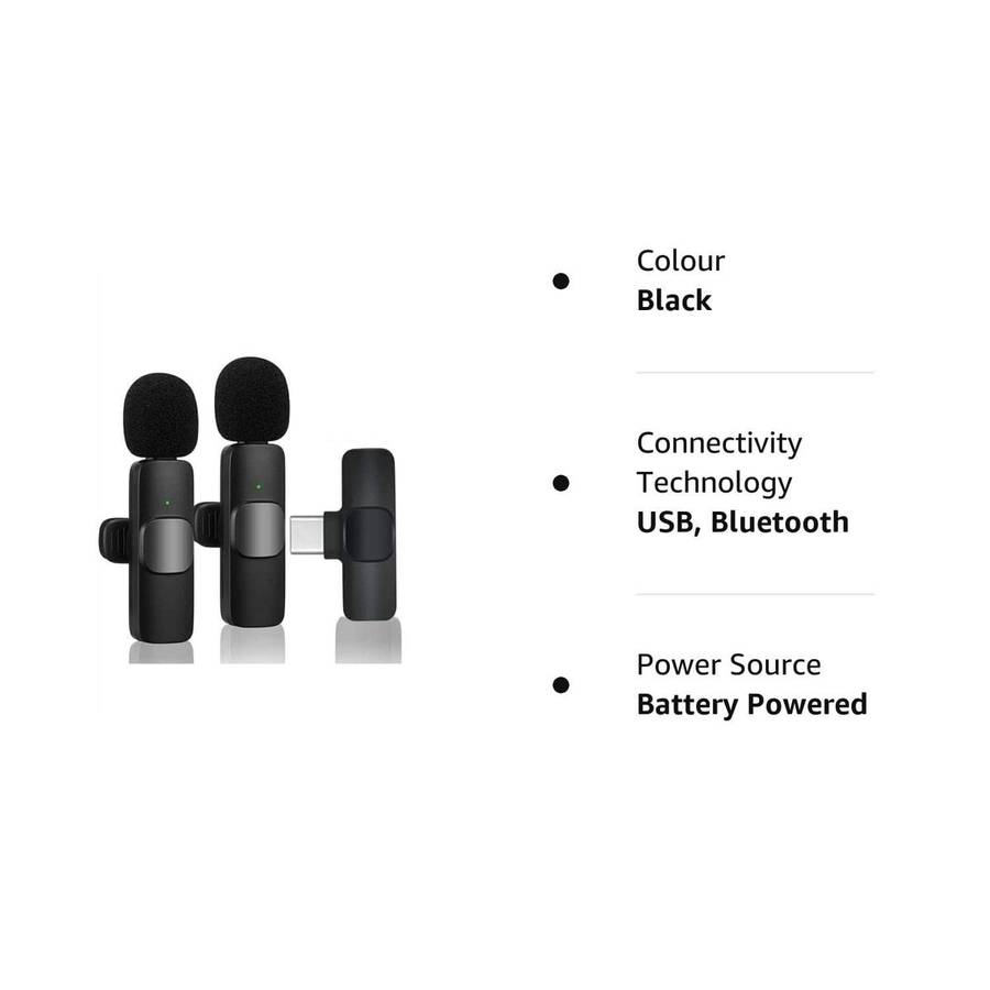 K9 Wireless Dual Lavalier Microphone Portable Audio Video Recording
