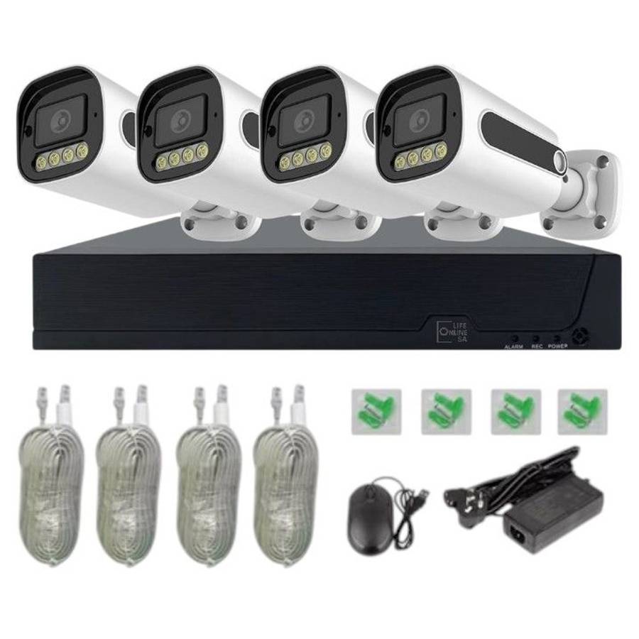 4K 4MP CCTV Kit - 4 Channel DVR Full Color Night Vision Outdoor Cameras