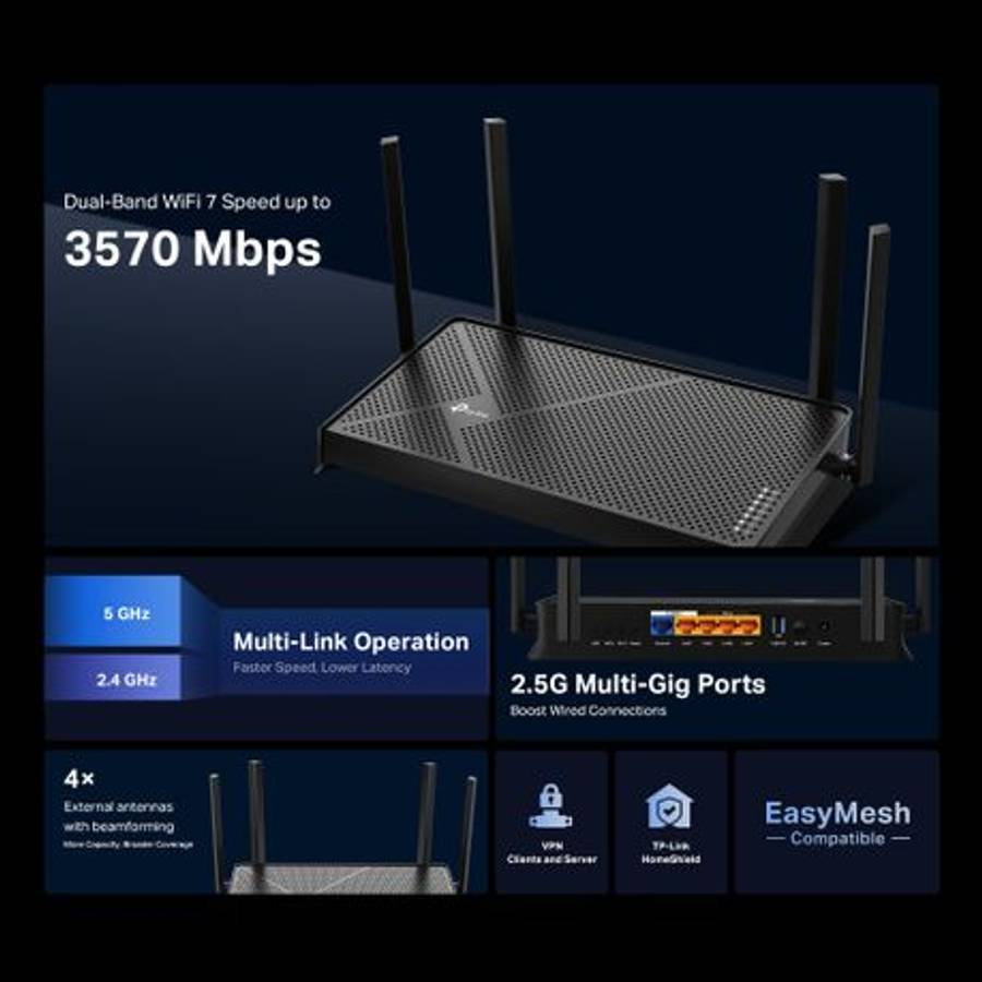 Tp-Link - TP Link BE3600 Dual-Band Wi-Fi 7 Router Archer BE230 - Tp-Link - TP Link BE3600 Dual-Ba...